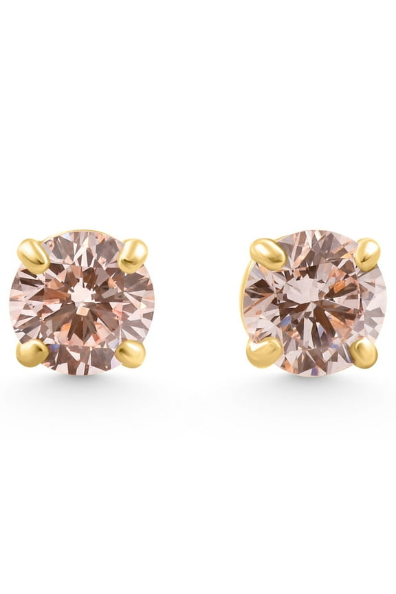 Pompeii 1/4 - 1Ct Pink Diamond Studs 14k White or Yellow Gold Lab Grown (,VS2-SI1)