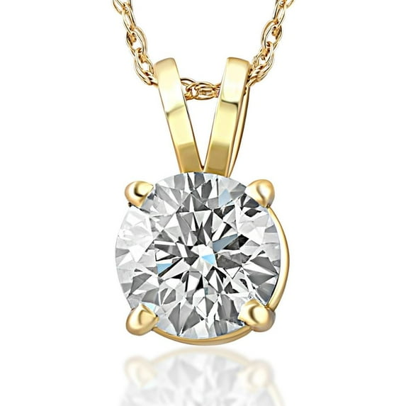 Pompeii 1/4 - 2 Ct T.W. Natural Diamond Solitaire Pendant in 14k White or Yellow Gold