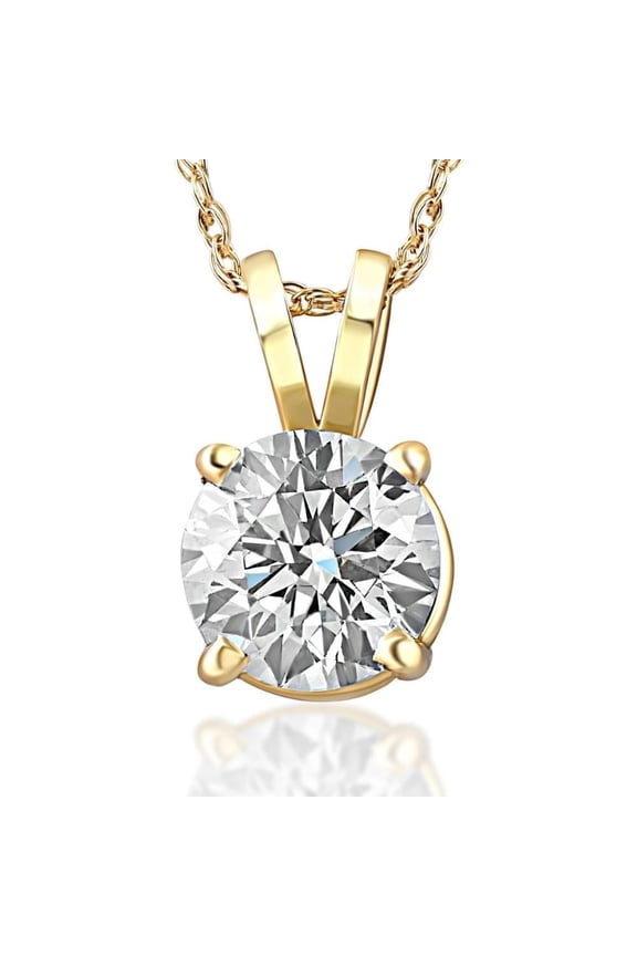 1/4 - 2Ct T.W. Natural Diamond Solitaire Pendant in 14k White or Yellow Gold for Women's