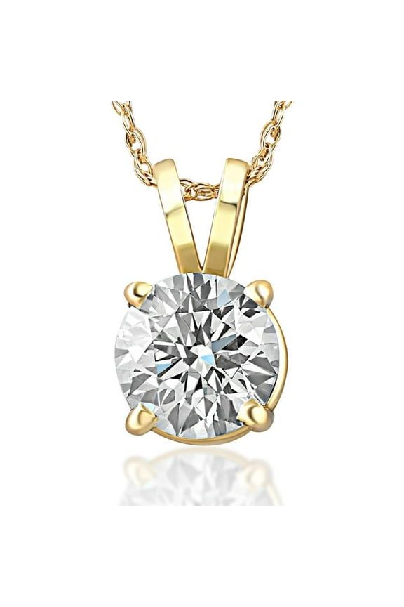 Pompeii 1/4 - 2 Ct T.W. Natural Diamond Solitaire Pendant in 14k White or Yellow Gold