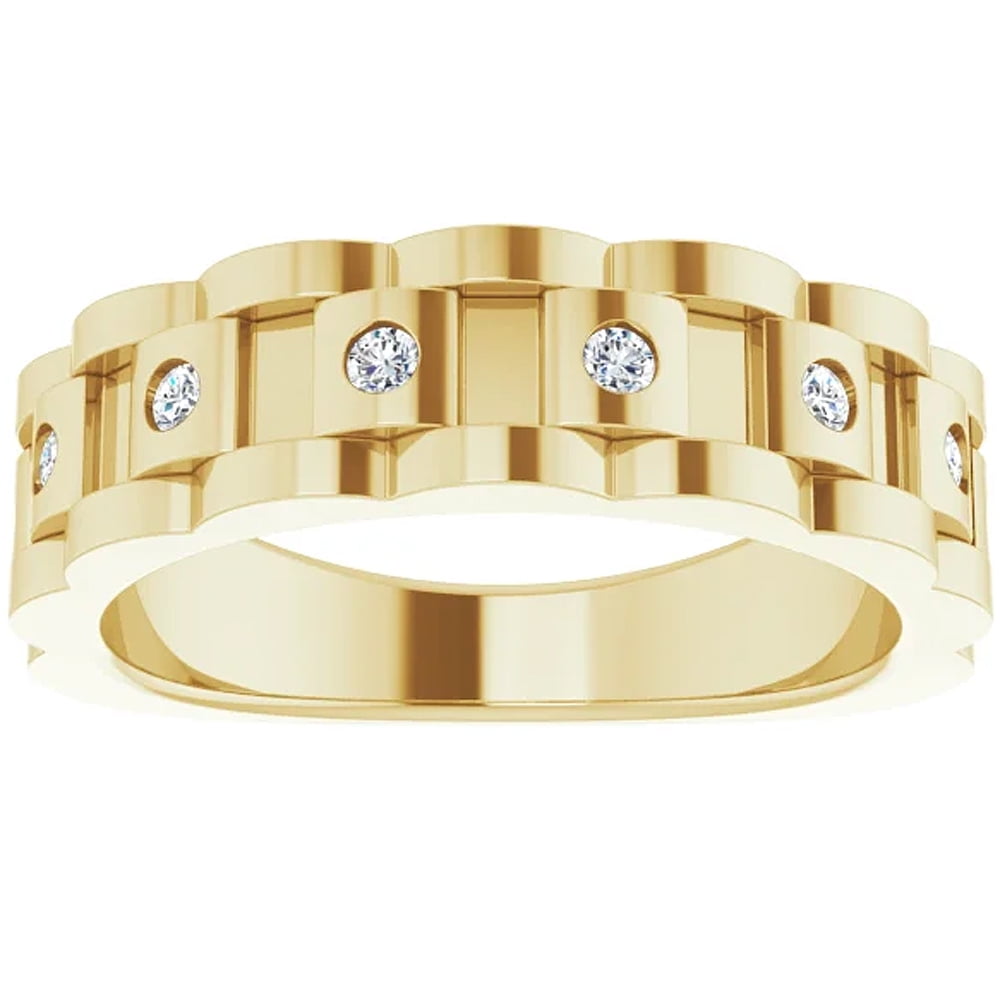 Pompeii3 14 Ct Mens Diamond Wedding Ring Yellow Gold Chain Link Band in Honduras at HNL 25317 Rating 5