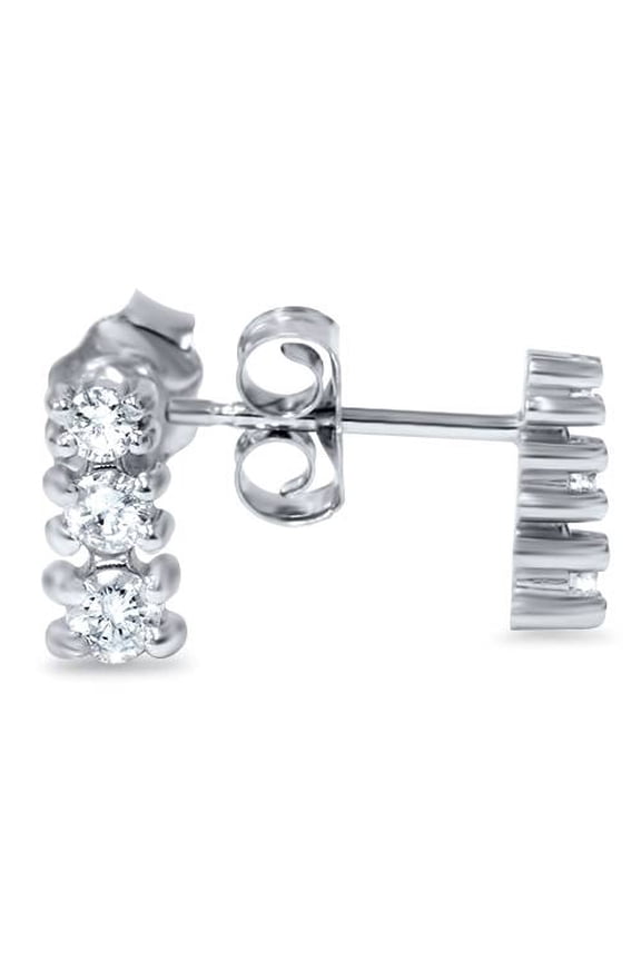 Pompeii 1/4ct Three Stone Diamond Earrings 14K White Gold (G/H,I2)