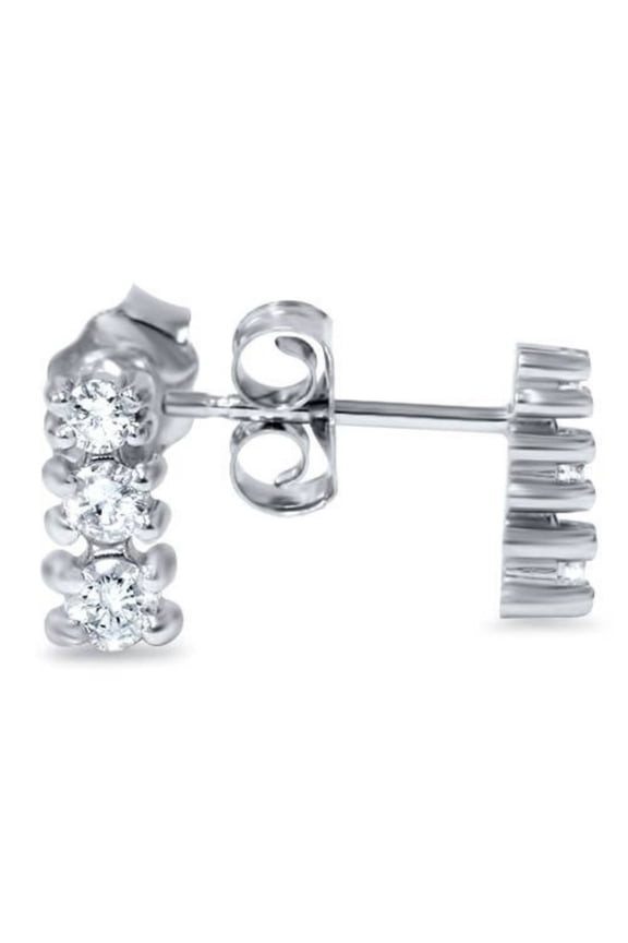 Pompeii 1/4ct Three Stone Diamond Earrings 14K White Gold (G/H,I2)