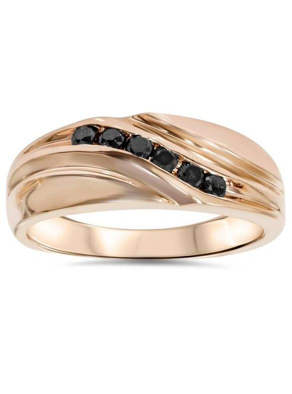 Black Diamond Rose Gold Wedding Band