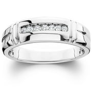Pompeii3 1/4ct Channel Set Diamond Ring 14K White Gold Men's Wedding Band (G/H,SI)