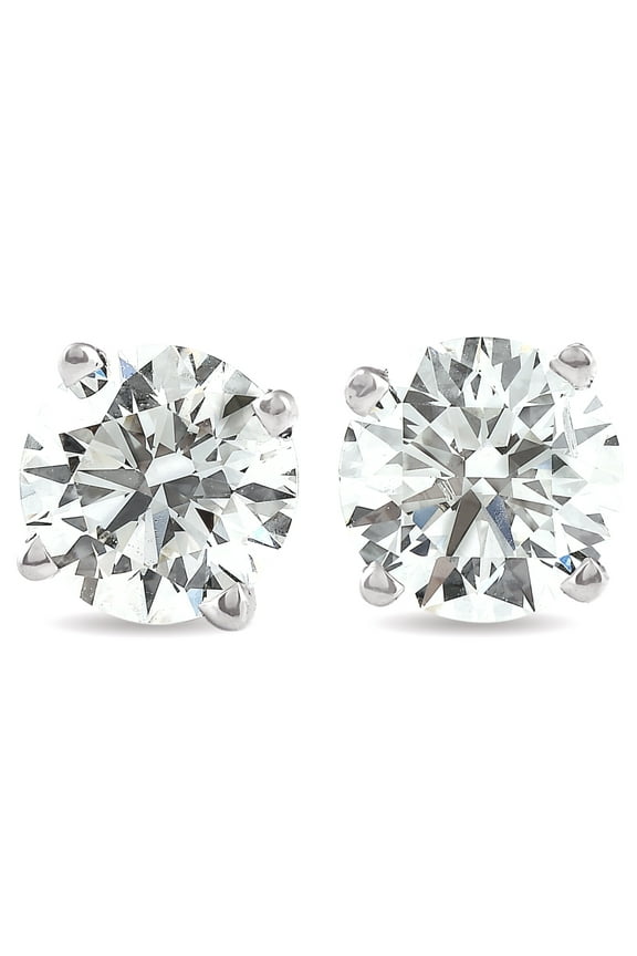 Pompeii 1.50 Ct Round Cut Natural Diamond Studs in 14K White or Yellow Gold (J/K,I2-I3)