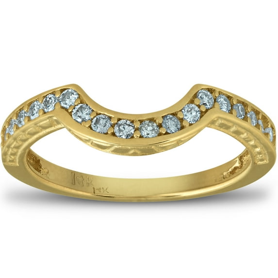 Pompeii 1/5 Ct Diamond Curved Wedding Engagement Ring Enhancer Band 14k Yellow Gold