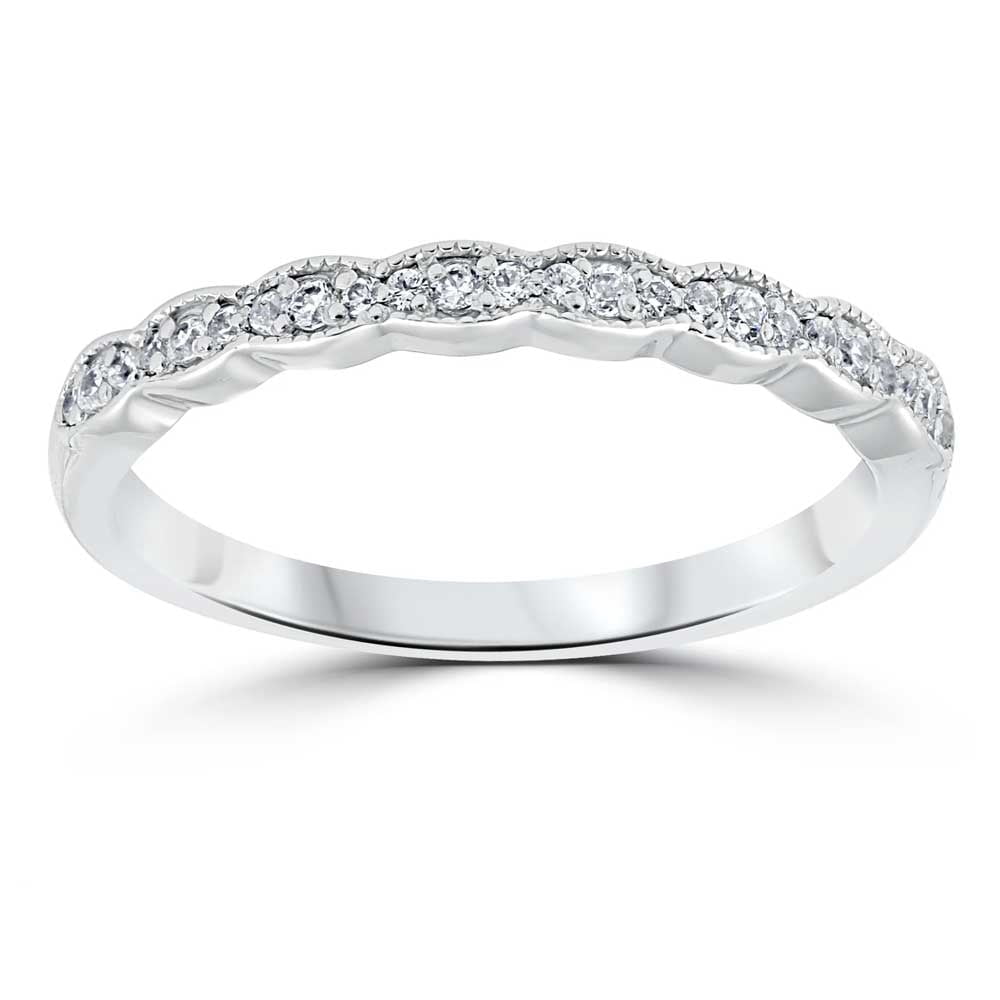Women's 1/5 CTTW Diamond Wedding Ring Set In 925 Sterling Silver - Square Halo Engagement & Matching Band