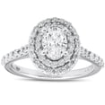 thumbnail image 1 of Pompeii 1.75Ct Oval Diamond Double Halo Engagement Ring 14k White Gold Lab Grown (FG,VS), 1 of 4