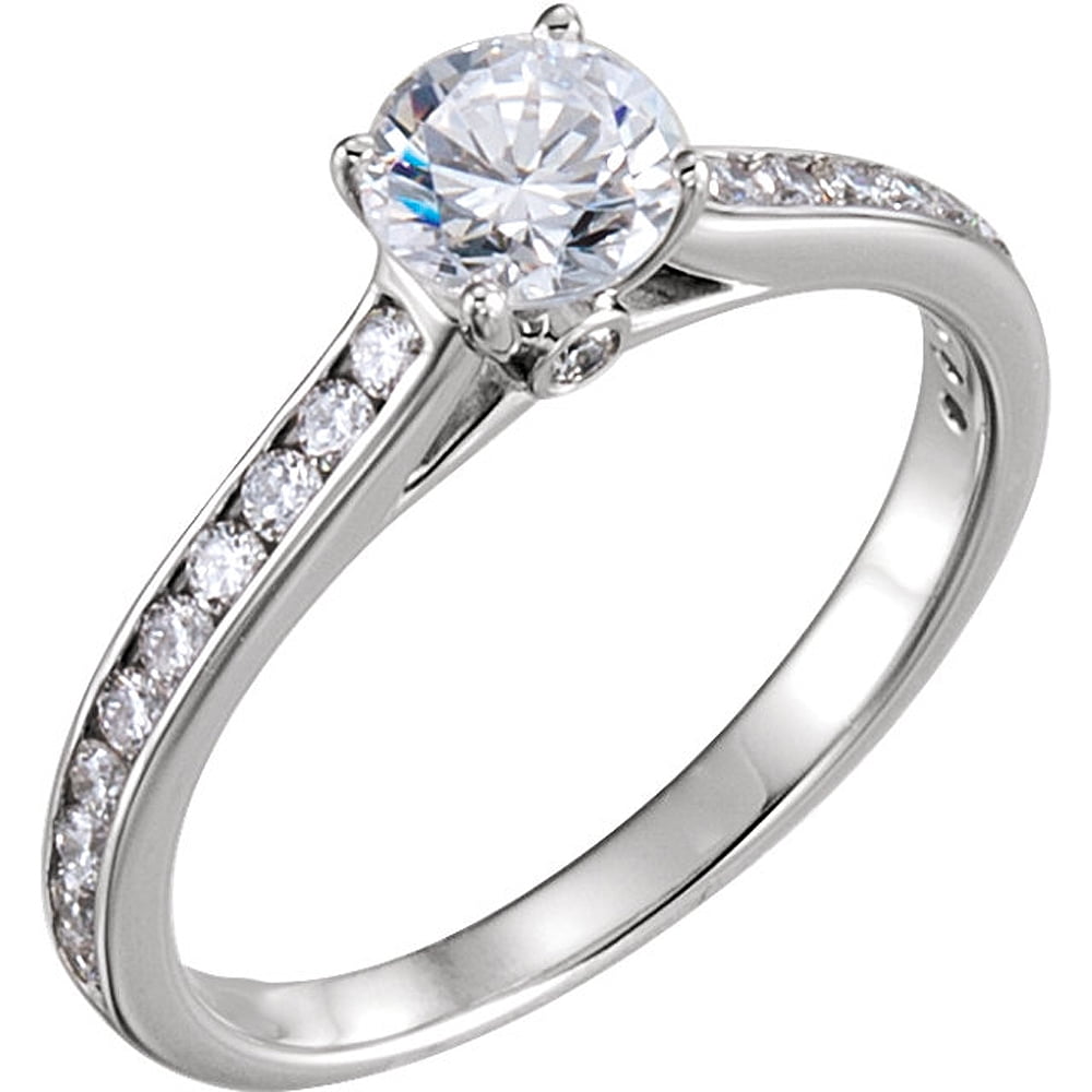 Pompeii3 1 Ct Diamond Engagement Ring 14k White Gold Channel Set Cathedral  Style 