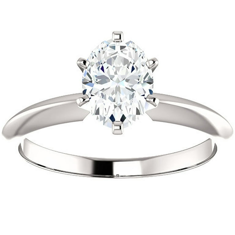 Pompeii3 1 Ct Oval Solitaire Diamond Engagement Ring Lab Grown 14k