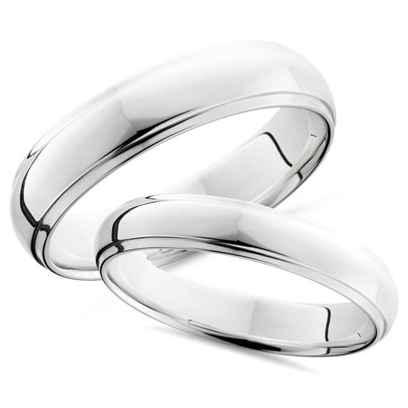 Pompeii3 Platinum Matching His Hers Polished Wedding Bands Set