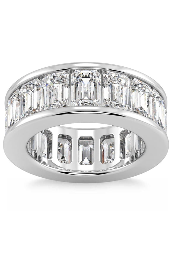 Pompeii 11 1/2Ct Emerald Cut Diamond Eternity Ring Channel Set 14k Gold Lab Grown