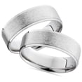 thumbnail image 1 of Pompeii3 14K White Gold His Hers Brushed Wedding Band Ring Set, 1 of 3