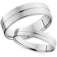 thumbnail image 1 of Pompeii3 14k White Gold Matching Brushed Wedding Ring Band Set, 1 of 3