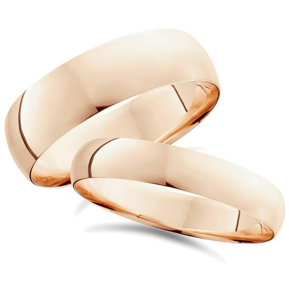 Pompeii3 Matching Wedding Ring Set 14K Rose Gold