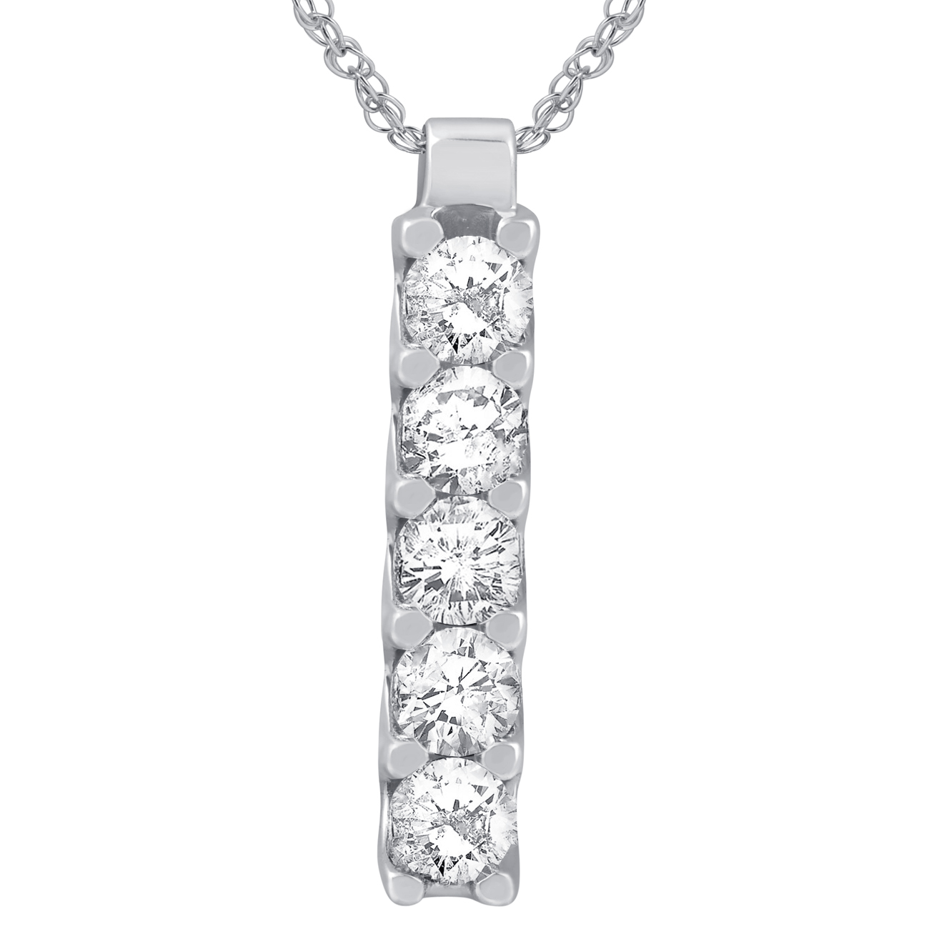 Pompeii3 14K White Gold 1 1/4ct Journey Genuine Diamond Pendant