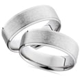 thumbnail image 1 of Pompeii3 14K White Gold His Hers Brushed Wedding Band Ring Set, 1 of 3