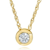Pompeii3 14K Yellow Gold 1/4 ct Round Diamond Solitaire Bezel Pendant Necklace 18"