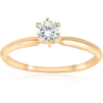 10kt Yellow Gold Round Diamond Solitaire Bridal Wedding Engagement Ring ...