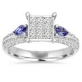 thumbnail image 1 of Pompeii3 1CT Pave Diamond & Tanzanite Ring 10K White Gold, 1 of 5