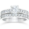 thumbnail image 1 of Pompeii 1 Carat Diamond Engagement Ring Matching Wedding Band Prong Set 14K White Gold, 1 of 4