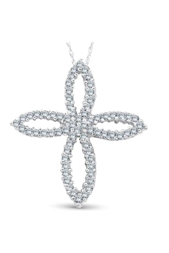 Pompeii 1ct 14K White Gold Fancy Diamond Cross Necklace (G/H,I1)