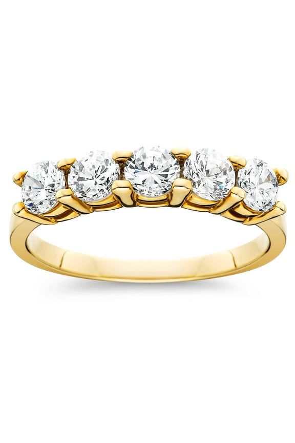 Pompeii 1ct Five Stone Diamond Ring 14K Yellow Gold (G/H,I2-I3)