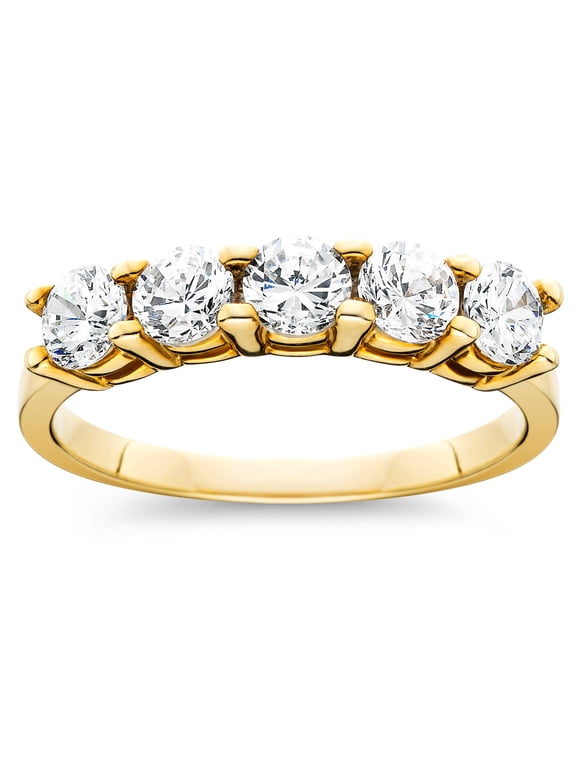 Pompeii 1ct Five Stone Diamond Ring 14K Yellow Gold (G/H,I2-I3)