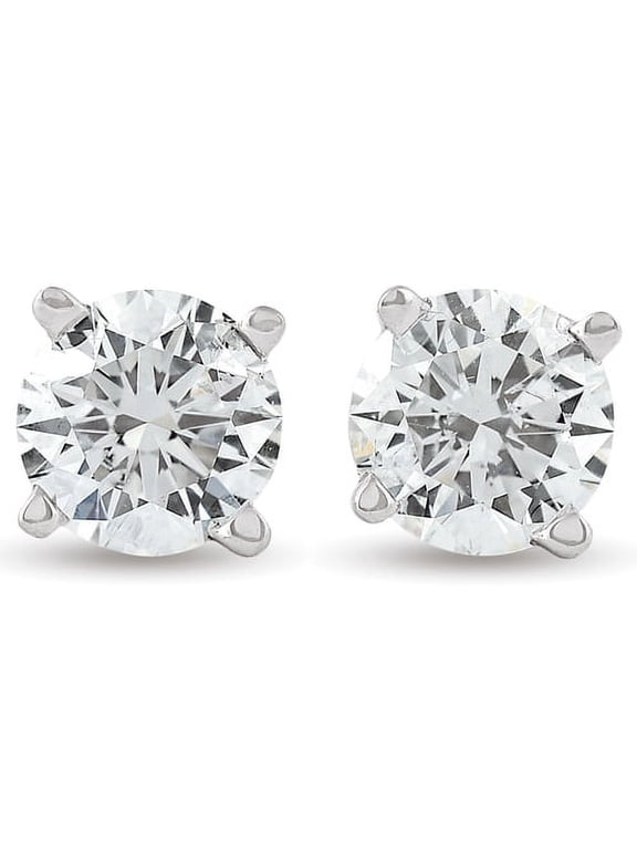 Pompeii 1ct Natural Round Cut Diamond Studs 14K White Gold (G/H,I1)