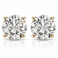 thumbnail image 1 of Pompeii 1ct Round Cut Diamond Stud Earrings in 14K Yellow Gold with Screw Backs (I-J,I1), 1 of 5
