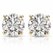 Pompeii 1ct Round Cut Diamond Stud Earrings in 14K Yellow Gold with Screw Backs (I-J,I1)