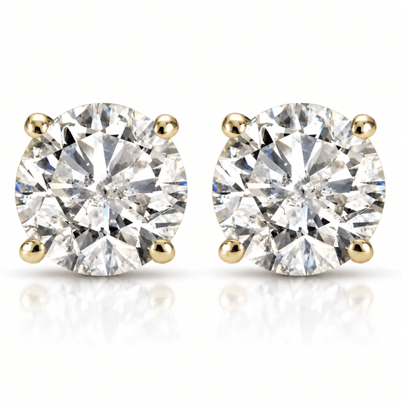Pompeii 1ct Round Cut Diamond Stud Earrings in 14K Yellow Gold with Screw Backs (I-J,I1)
