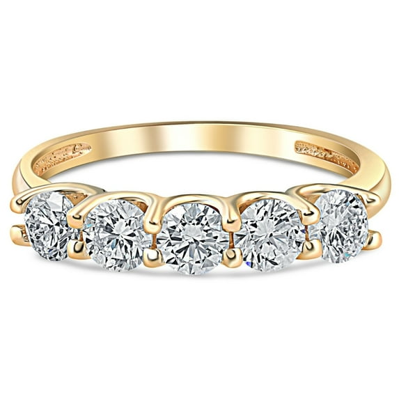 Pompeii 1Ct T.W. Five Stone Diamond Wedding Ring 14k White or Yellow Gold Lab Grown