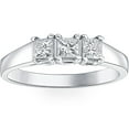 thumbnail image 1 of Pompeii 1ct Three Stone Princess Cut Diamond Ring 14K White Gold (H/I,I1), 1 of 6