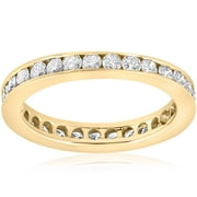 Pompeii3 1ct Diamond Wedding Eternity Stackable 14K Yellow Gold Ring Channel Set