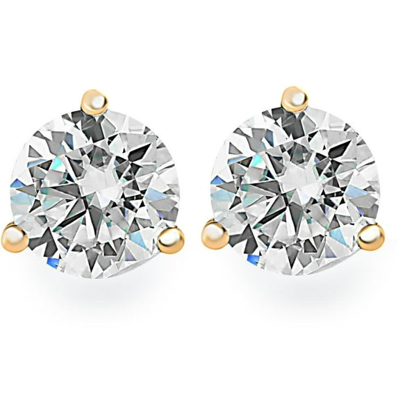 Pompeii 2.00CT Round Brilliant Cut Natural SI Quality Diamond Stud Earrings In 14K Gold