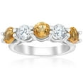 thumbnail image 1 of Pompeii 2 1/2ct Citrine & Diamond 5-Stone Ring 14K White Gold (I-J,I1-I2), 1 of 3