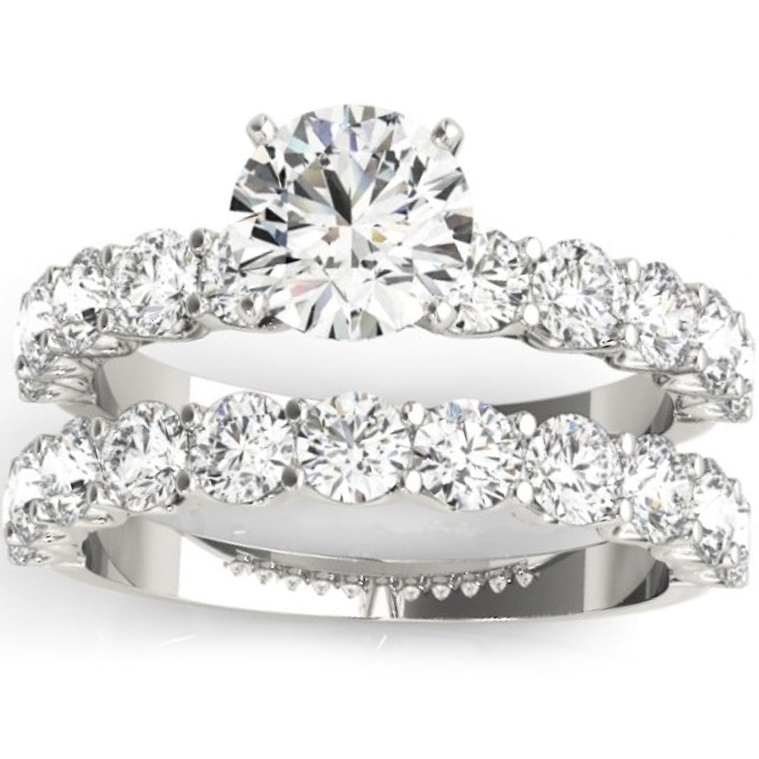 Pompeii3 2 1/2Ct Diamond Round Cut Engagement Ring Matching Wedding ...