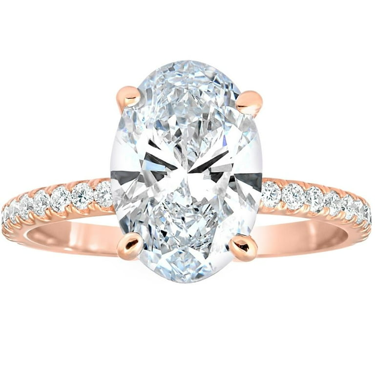 Pompeii3 2 1 2Ct Oval Diamond Moissanite Engagement Ring 14k Rose Gold