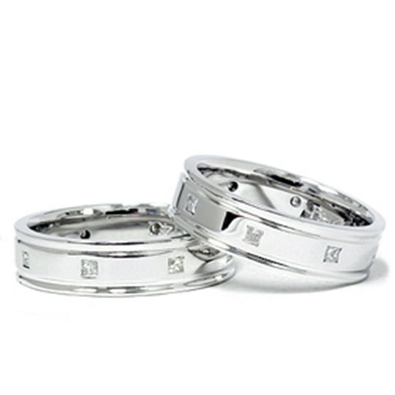 Pompeii3 1/2ct Princess Cut Diamond Matching Wedding Ring Set
