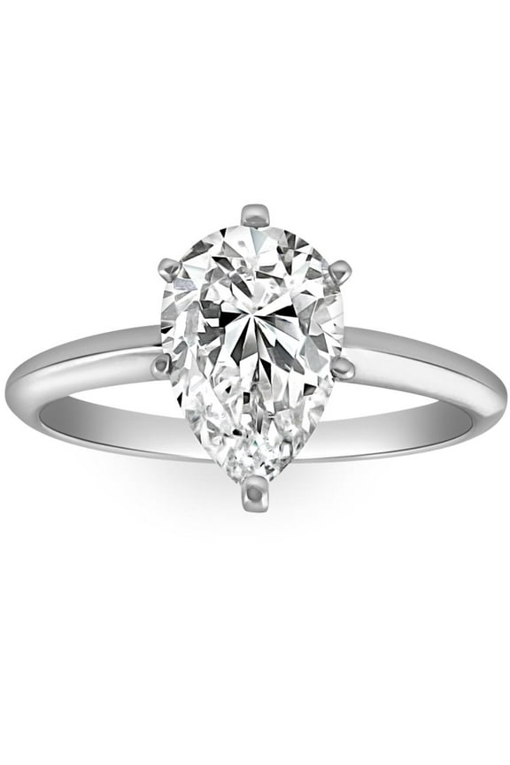 Pompeii 2CT Platinum Pear Shape Diamond 6-Prong Solitaire Engagement Ring Lab Grown