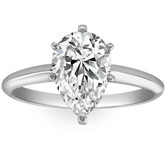 Pompeii 2CT Platinum Pear Shape Diamond 6-Prong Solitaire Engagement Ring Lab Grown