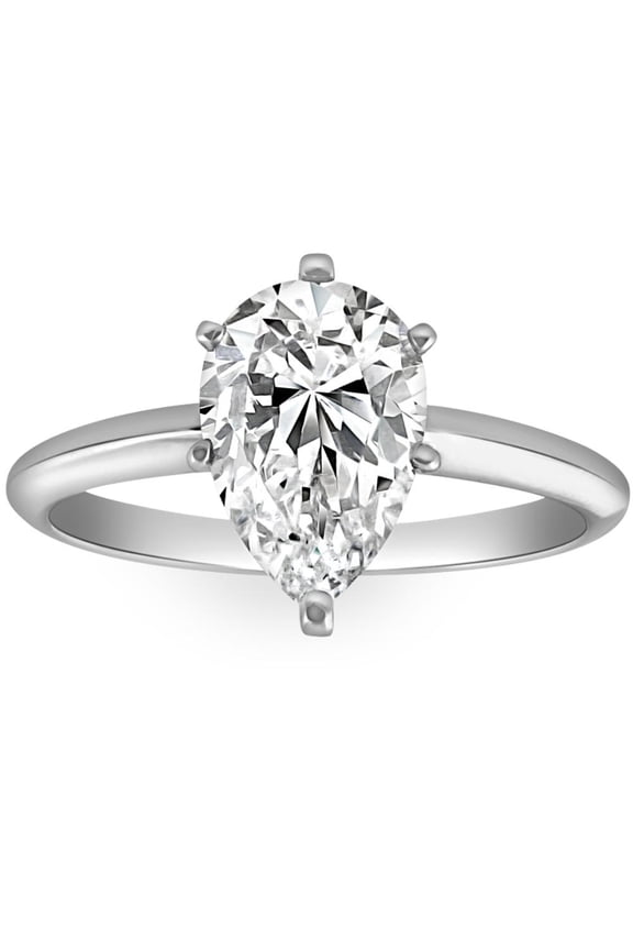 Pompeii 2CT Platinum Pear Shape Diamond 6-Prong Solitaire Engagement Ring Lab Grown