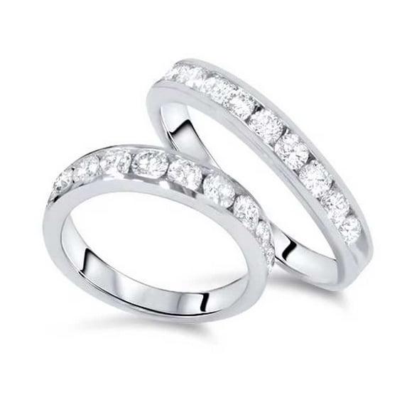 Pompeii3 2Ct Diamond 14K White Gold His/Hers Wedding Ring Set