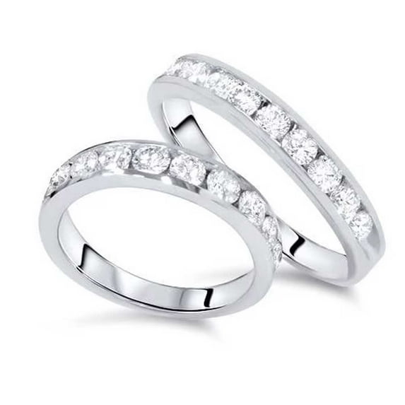 Pompeii3 2Ct Diamond 14K White Gold His/Hers Wedding Ring Set