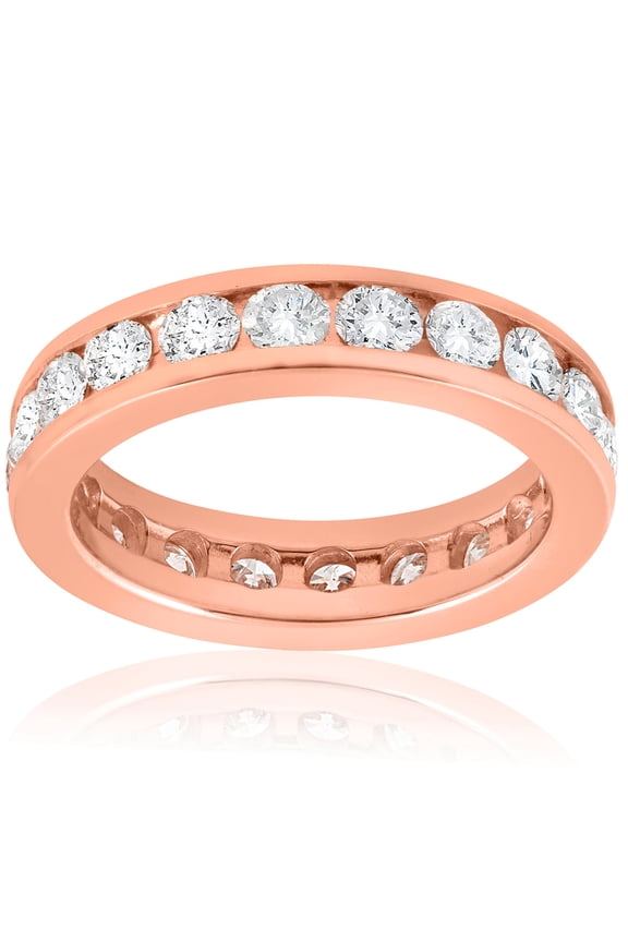 Pompeii 2 ct Diamond Eternity Ring 14k Rose Gold Channel Set Womens Round Wedding Band