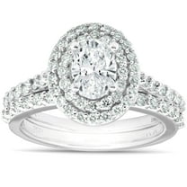 Pompeii 2 Ct Oval Diamond Engagement & Wedding Ring Set White Gold Engagement Lab Grown