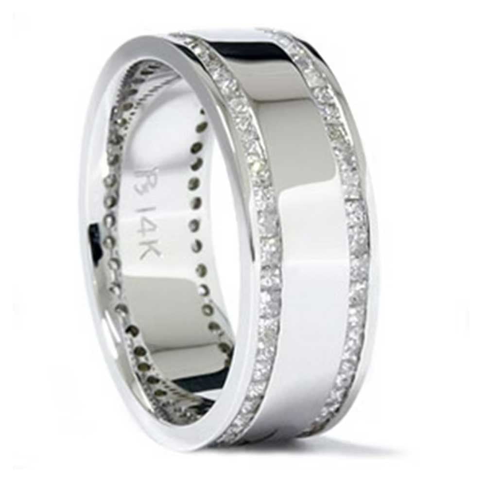Pompeii3 2Ct Princess Cut Diamond Eternity Stackable 14K Ring (H/I,I1 ...