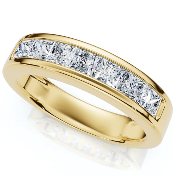 Pompeii 2Ct TW Men's Princess Cut Diamond Channel Set Wedding Ring Gold Lab Grown
